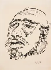 Kopf eines Matrosen by Max Pechstein, Tuschzeichnung auf Velin, sold Nov 2015