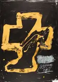 Antoni Tàpies, Personnage assis, Farblithografie auf BFK RIVES FRANCE (Wasserzeichen)