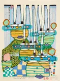 Pacific steamer by Friedensreich Hundertwasser, Japanischer Farbholzschnitt auf Japan, sold Nov 2015