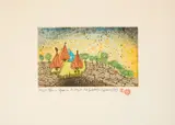 Friedensreich Hundertwasser, Hide under the meadow it begins to rain, Farbige Aquatintaradierung auf Velin