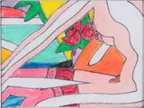 Tom Wesselmann, Study for Sunset Nude with Red Stockings, 2002, ink and colored pencil on tracing paper