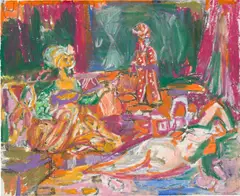 Odalisque Improvisation by George Condo, 1988, oil pastel and charcoal on paper, sold Sep 2020