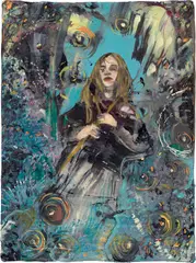 The New Witch by Hernan Bas, 2006, mixed media on linen, sold Sep 2020