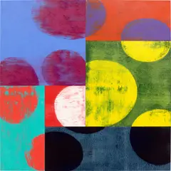 Cousin by Charles Arnoldi, 2001, acrylic on canvas mounted to panel, in 6 parts, sold Sep 2020