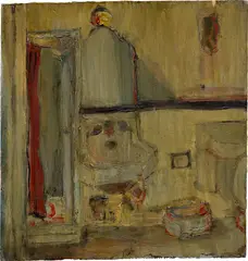Bathroom by George Condo, oil on board, sold Sep 2020