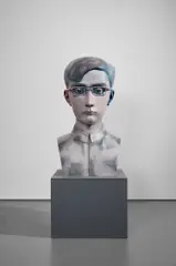 Young Man by Zhang Xiaogang, 2013, hand-painted bronze, on artist's plinth, sold Sep 2020