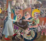 Armin Boehm, The political Ouija board, 2017, oil and fabric on canvas