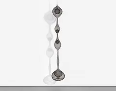 Ruth Asawa, Untitled (S.045, Hanging Five-Lobed, Multilayered Continuous Form within a Form, with Spheres in the First, Second and Third Lobes), copper and brass wire
