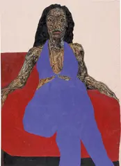 Amoako Boafo, Purple on Red, 2019, oil on canvas