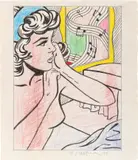 Roy Lichtenstein, Nude with Joyous Painting (Study), 1994, colored pencil and graphite on paper