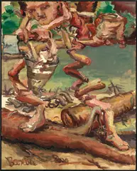 Forstarbeiter by Georg Baselitz, 1967, oil on canvas, in artist's frame, sold Dec 2020