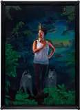 Kehinde Wiley, Portrait of Mickalene Thomas, the Coyote, 2017, oil on canvas, in artist's frame