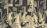 Jacob Lawrence, Street Scene, 1951, gouache, ink and graphite on paper