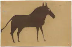 Bill Traylor, Untitled (Black and Brown Horse), 1941, pastel and graphite on the reverse of a repurposed poster