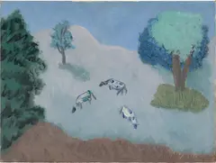 Landscape by Milton Avery, 1949, oil on canvasboard, sold Dec 2020