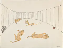 Lion Cage by Alexander Calder, 1931, ink and crayon on paper, sold Dec 2020