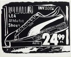 Puma Invader by Andy Warhol, 1985-1986, synthetic polymer paint and silkscreen ink on canvas, sold Dec 2020