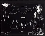 Map of Eastern U.S.S.R. Missile Bases (negative) by Andy Warhol, 1985-1986, synthetic polymer paint and silkscreen ink on canvas, sold Dec 2020