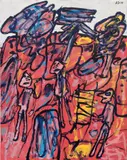 Jean Dubuffet, Site aux trois arbres, acrylic on canvas
