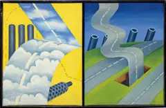 Roger Brown, Two works: (i-ii) Untitled, 1967, oil on canvas, in artist's frame, diptych