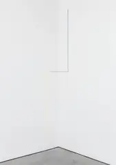 Untitled by Fred Sandback, 1990, blue, red and yellow acrylic yarn, sold Dec 2020