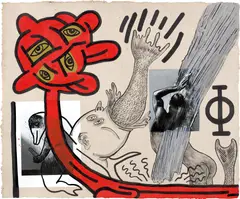 For Herb by Keith Haring, acrylic and photo collage on handmade paper, offered Dec 2020