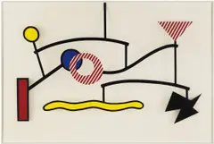 Suspended Mobile by Roy Lichtenstein, 1990, screenprint on polyester monofilament fabric stretched over rectangular frame with concave interior, offered Dec 2020