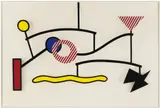 Roy Lichtenstein, Suspended Mobile, 1990, screenprint on polyester monofilament fabric stretched over rectangular frame with concave interior
