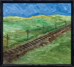 Neil Jenney, Lines and Track, 1969, acrylic on canvas, in artist's frame