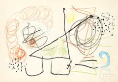 Sans titre by Joan Miró, wax crayon and felt-tip pen on 2 joined sheets of paper, offered Dec 2020
