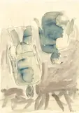 Georg Baselitz, Untitled (Beach Picture), watercolor, blue ink and pencil on paper