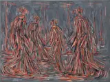 William Turnbull, Untitled (Walking Figures), 1952, oil on canvas