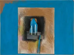 Untitled by Jim Dine, oll, pastel, graphite, toothbrush and broken glass on board, sold Dec 2020