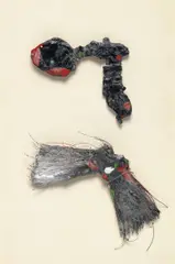 Two Small Ray Guns by Claes Oldenburg, 1959-1960, enamel on plaster, metal paint tube and paintbrush bristles, mounted to paperboard, offered Dec 2020