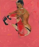 Jonathan Lyndon Chase, Bend, 2018, acrylic, marker, graphite and glitter on cotton bed sheet