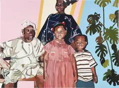 Joy Labinjo, Visiting Great Grandma, 2018, oil and household paint on canvas