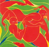 Red Twins III by Tunji Adeniyi-Jones, 2018, oil on canvas, sold Dec 2020
