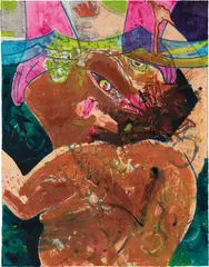 Dana Schutz, Drowning (2), 2011, monotype with watercolor, pastel, crayon and graphite on paper
