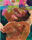 Dana Schutz, Drowning (2), 2011, monotype with watercolor, pastel, crayon and graphite on paper