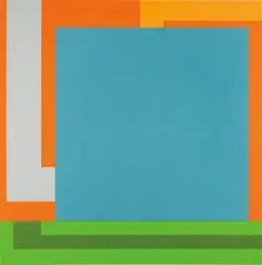 Overthruster by Peter Halley, 1991, acrylic, fluorescent acrylic and Roll-a-Tex on two adjoined canvases, sold Dec 2020