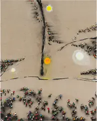 Juan Genovés, Iluminado, 2013, acrylic and mixed media on canvas mounted to panel