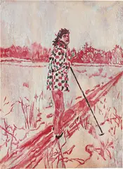 Figure in Landscape by Peter Doig, 1996, oil on panel, sold Dec 2020