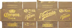 Danh Vō, Cease to know or to tell. Or to see or to be your own. Have someone else's will as your own, 2014, Phung Vo's handwriting and gold leaf on found Mexican beer (Corona-Victoria) cardboard box