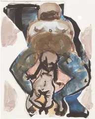 A Little Devil by Marlene Dumas, 1989, watercolor and collage on paper, sold Dec 2020