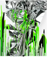 Untitled by Anselm Reyle, 2009, mixed media on canvas, acrylic glass, sold Dec 2020