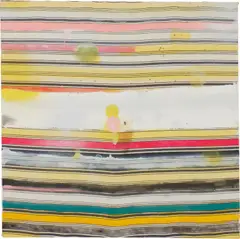 Matt Connors, Untitled (ticking), 2004, oil on printed fabric