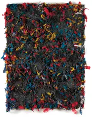 Dan Colen, Terbuckity-buckity!, 2011, tar and feathers on canvas