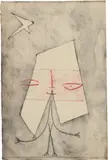 Pablo Picasso, L'Escalier de Flore (Flora's staircase), Illustration I; frontispiece, 1958, Drypoint in colors from celluloid, on the left side of a folded sheet of Auvergne Gourbeyre laid paper, the full sheet (with a vertical fold at center sheet, as issued)