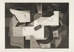 Louis Marcoussis, Cithare et Coquillage (Still Life: Guitar and Seashell), 1922, Etching and aquatint, on Arches paper, the seventh (final) state, with full margins