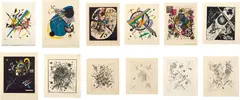 Wassily Kandinsky, Kleine Welten (Little Worlds), 1922, The set of 12 prints, including four lithographs in colors, two woodcuts in colors and two in black, and four drypoints, on various wove papers, most with full margins, contained in an original green half-leather folio with yellow paper sides with the cover vignette on the front and the title and artist's name in gilt on the spine
